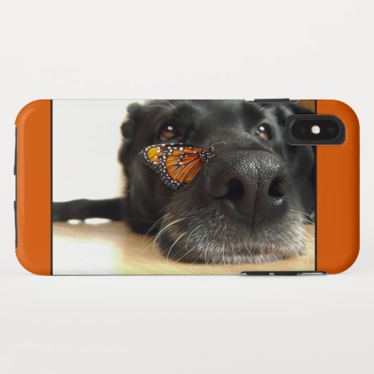 BLack Lab Dog with Butterfly Case-Mate iPhone Case (Achterkant (horizontaal))