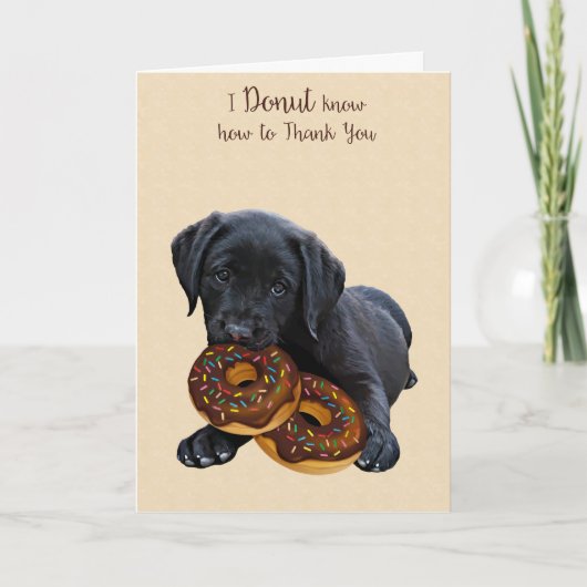 Black Lab Donut Kaart - Dog Donut Kaart - Dank u (Voorkant)
