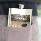 Black Lab Duck Hunting Marsh Camo Buitenshuis Hond Flacon (Voorbeeld)