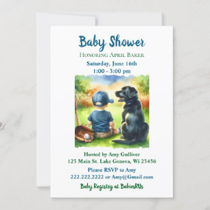 Black Lab en Baby Boy Baseball thema Baby shower Kaart