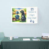 Black Lab en Baby Boy Baseball thema Baby shower Spandoek (Beurs)