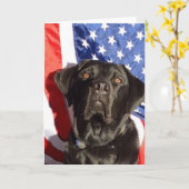 Black Lab en Flag Wenskaart Kaart (Gele Bloem)