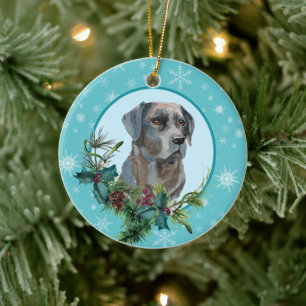 Black Lab Evergreen Blue Snowflake Keramisch Ornament