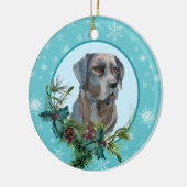 Black Lab Evergreen Blue Snowflake Keramisch Ornament (Links)