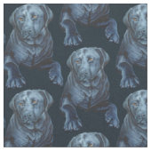 Black Lab Fabric Blue Dog Pattern Stof (Close Up)