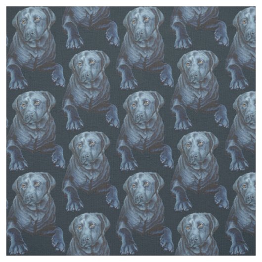Black Lab Fabric Blue Dog Pattern Stof (Swatch)