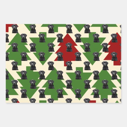 Black Lab Festive Kersthond Inpakpapier Vel (Voorkant 2)