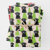 Black Lab Festive Kersthond Inpakpapier Vel (In situ)