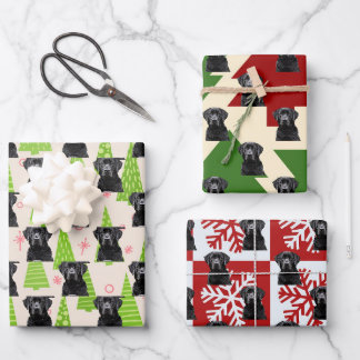 Black Lab Festive Kersthond Inpakpapier Vel