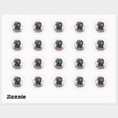 Black Lab Floral Ronde Sticker (Vel)