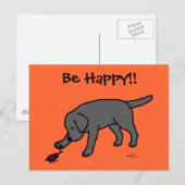 Black Lab Friendly Cartoon Black Labrador Briefkaart (Voorkant / Achterkant)