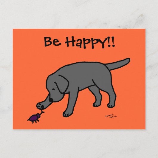 Black Lab Friendly Cartoon Black Labrador Briefkaart (Voorkant)