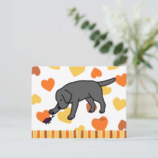 Black Lab Friendly Cartoon Black Labrador Briefkaart (Staand voorkant)