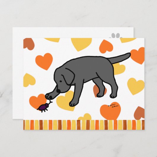 Black Lab Friendly Cartoon Black Labrador Briefkaart (Voorkant / Achterkant)