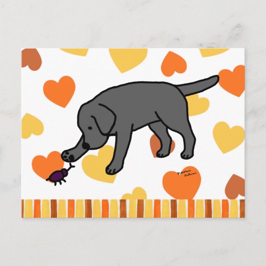 Black Lab Friendly Cartoon Black Labrador Briefkaart (Voorkant)