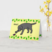 Black Lab Friendly Cartoon Black Labrador Kaart (Gele Bloem)