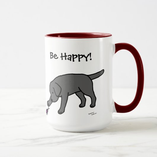 Black Lab Friendly Cartoon Black Labrador Mok (Rechts)