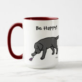 Black Lab Friendly Cartoon Black Labrador Mok (Links)