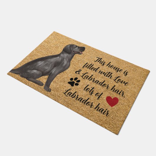Black Lab Funny Dog Rustic Coir Welcome Labrador Deurmat (Schuin)