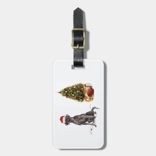 Black Lab Funny Kersthond en boom Bagagelabel (Voorkant verticaal)