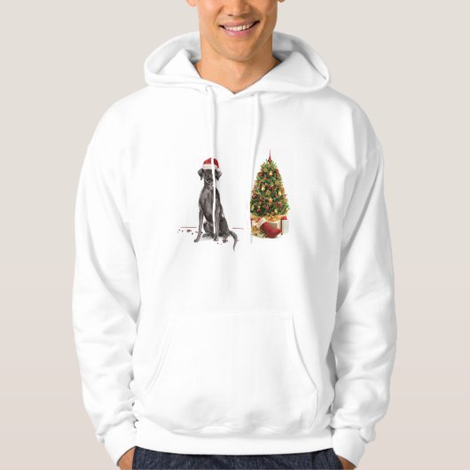 Black Lab Funny Kersthond en boom Hoodie (Voorkant)