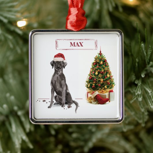 Black Lab Funny Kersthond en boom Metalen Ornament (Boom)