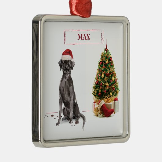 Black Lab Funny Kersthond en boom Metalen Ornament (Rechts)