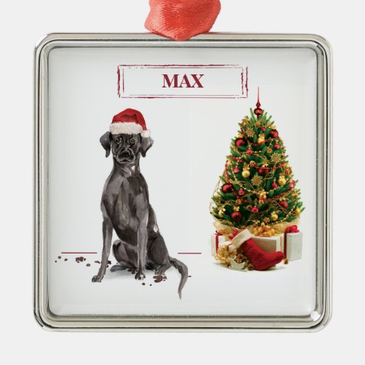 Black Lab Funny Kersthond en boom Metalen Ornament (Voorkant)