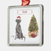 Black Lab Funny Kersthond en boom Metalen Ornament (Links)