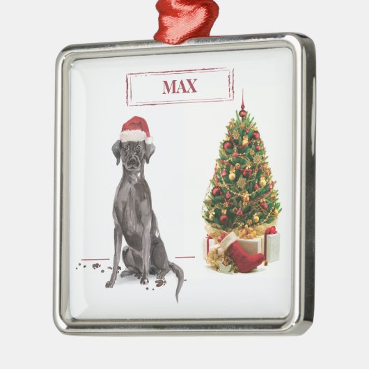 Black Lab Funny Kersthond en boom Metalen Ornament (Links)
