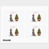 Black Lab Funny Kersthond en boom Rechthoekige Sticker (Vel)