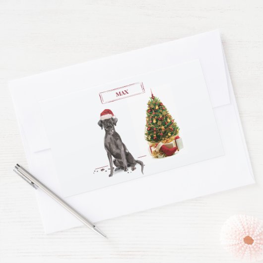 Black Lab Funny Kersthond en boom Rechthoekige Sticker (Envelop)