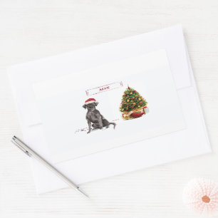 Black Lab Funny Kersthond en boom Rechthoekige Sticker