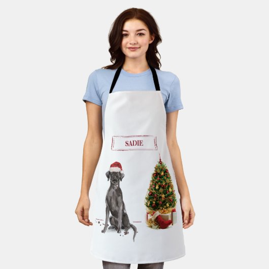 Black Lab Funny Kersthond en boom Schort (Gedragen)