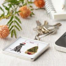 Black Lab Funny Kersthond en boom