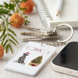 Black Lab Funny Kersthond en boom Sleutelhanger