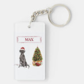 Black Lab Funny Kersthond en boom Sleutelhanger (achterkant)