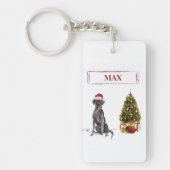 Black Lab Funny Kersthond en boom Sleutelhanger (Voorkant)