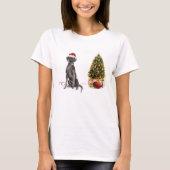 Black Lab Funny Kersthond en boom T-shirt (Voorkant)