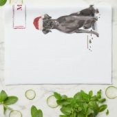 Black Lab Funny Kersthond en boom Theedoek (Gevouwen)