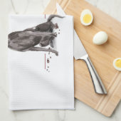 Black Lab Funny Kersthond en boom Theedoek (Quarter Fold)