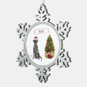 Black Lab Funny Kersthond en boom Tin Sneeuwvlok Ornament (Rechts)