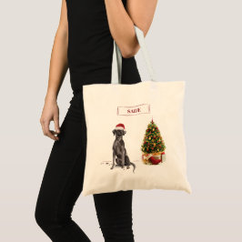 Black Lab Funny Kersthond en boom Tote Bag