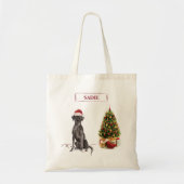 Black Lab Funny Kersthond en boom Tote Bag (Voorkant)