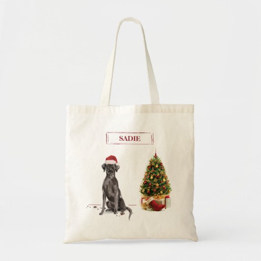 Black Lab Funny Kersthond en boom Tote Bag (Voorkant)