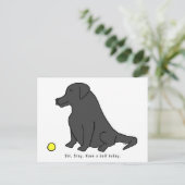 Black Lab Funny Pet Cartoon op een zwart klaplak Briefkaart (Staand voorkant)