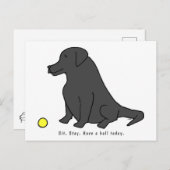 Black Lab Funny Pet Cartoon op een zwart klaplak Briefkaart (Voorkant / Achterkant)