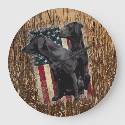 Black Lab Gifts, labrador Retriever Large Clock Grote Klok (Voorkant)