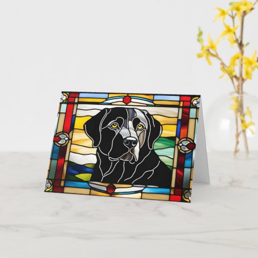 Black Lab-Glas in lood Kaart (Gele Bloem)