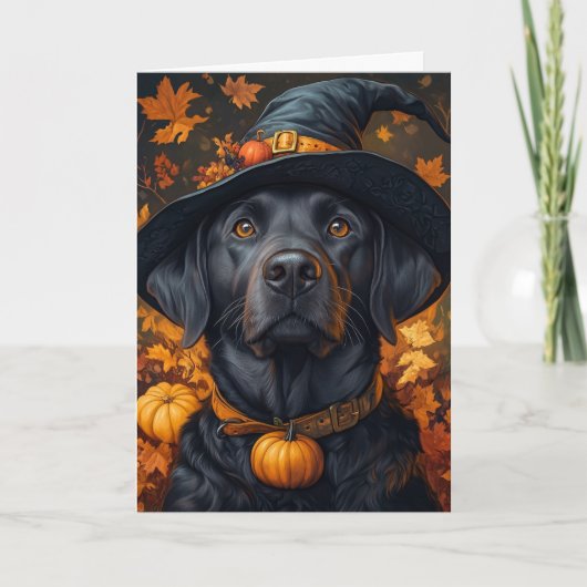 Black Lab Halloween Feestdagen Kaart (Voorkant)